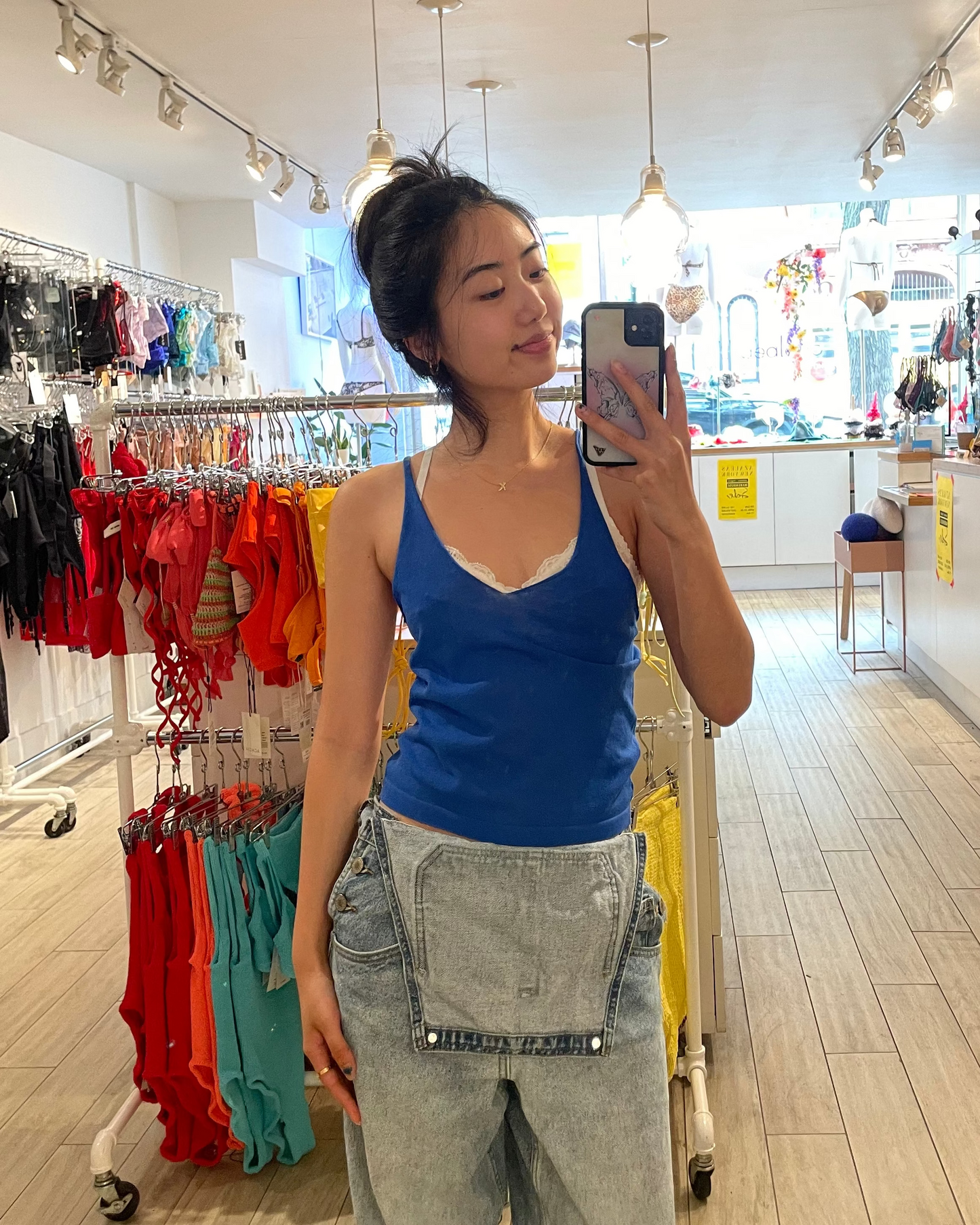 Ziah: Sheer Knit Cami - Electric Blue