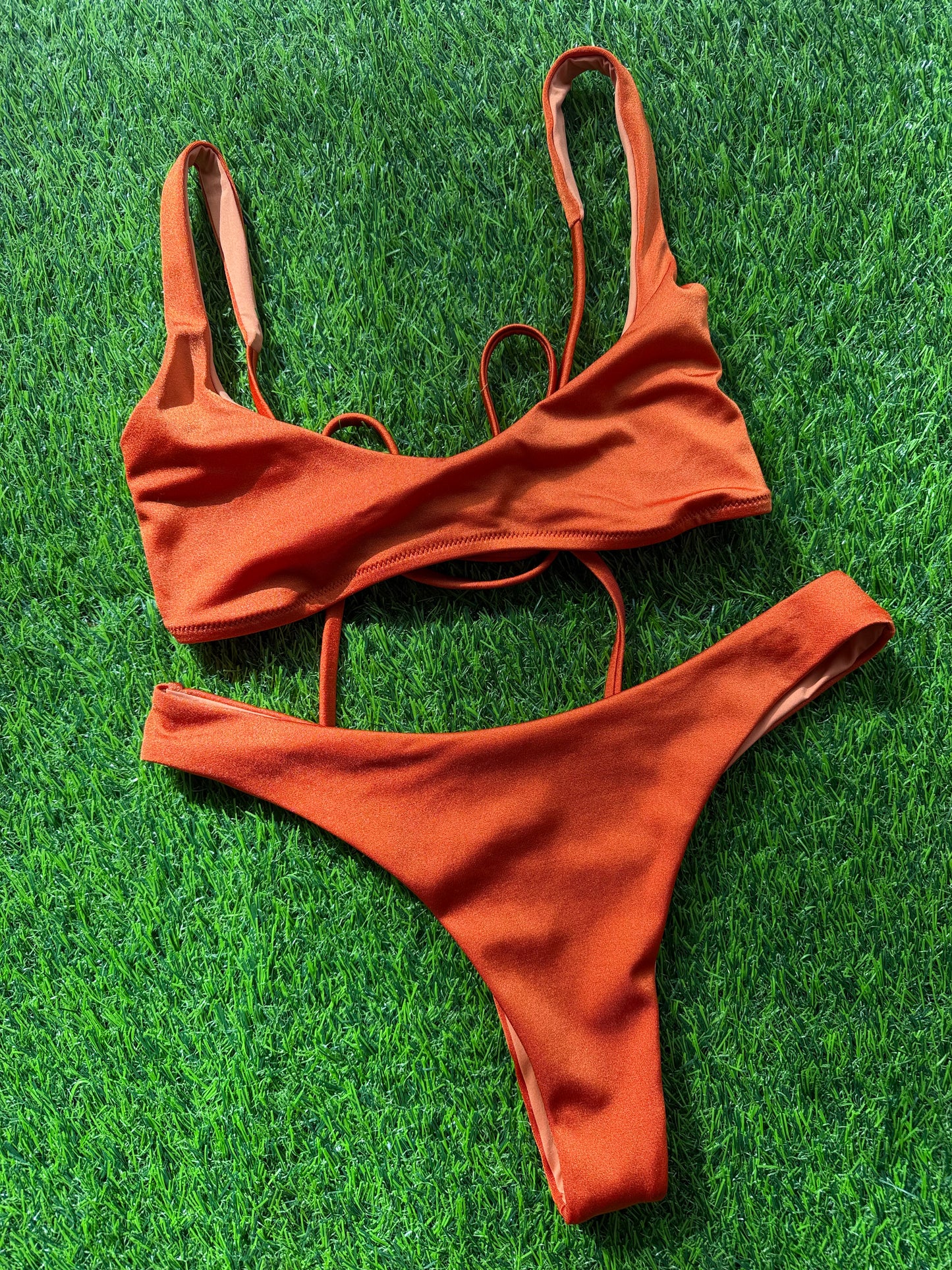 Anane: Nora Scoop Neck Bikini Top - Orange Sunset