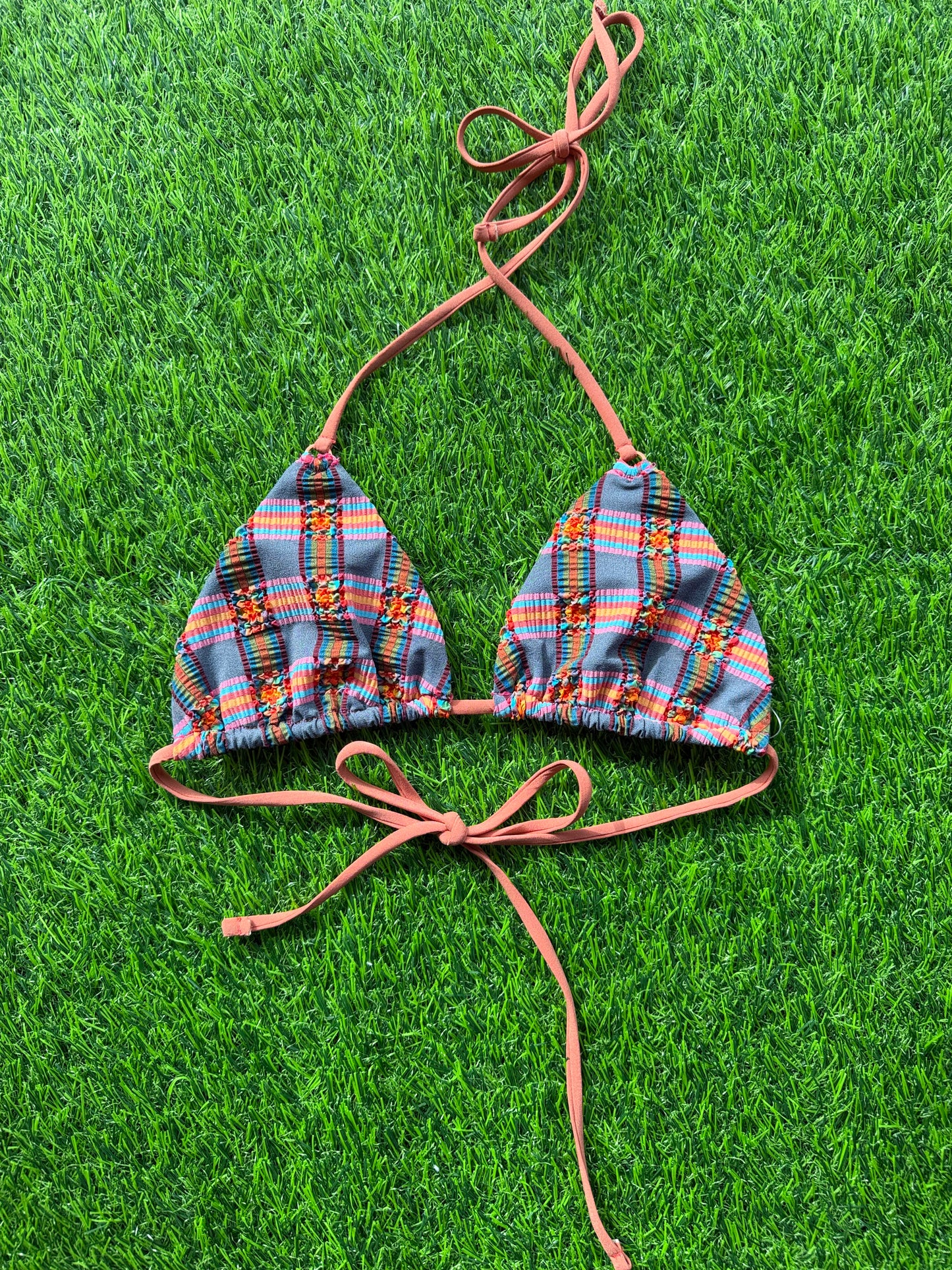 Caro Luna: Barbara Triangle Bikini Top - Rainbow