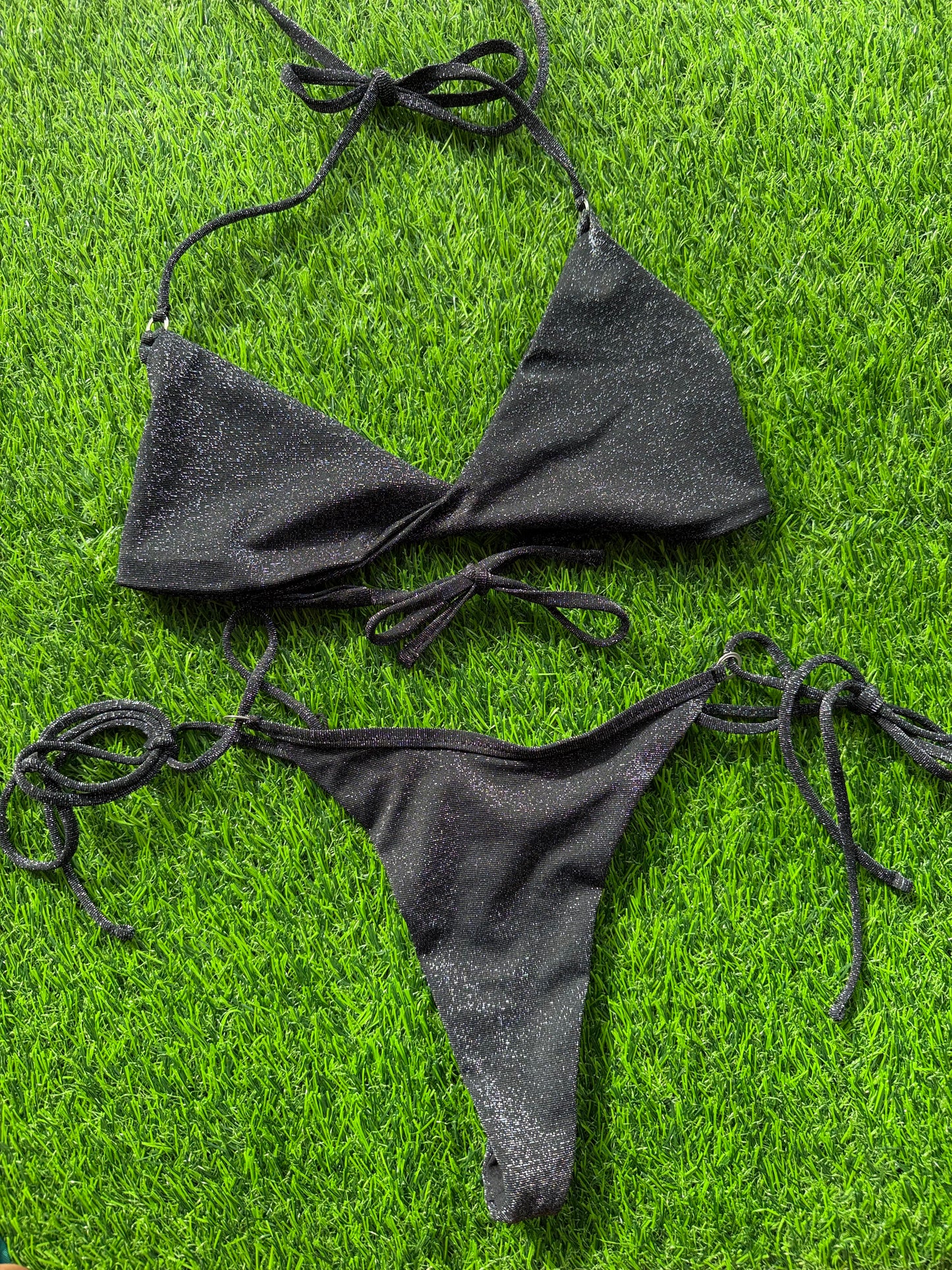 Anane: Palm Tie Side Cheeky Bottom - Midnight Black