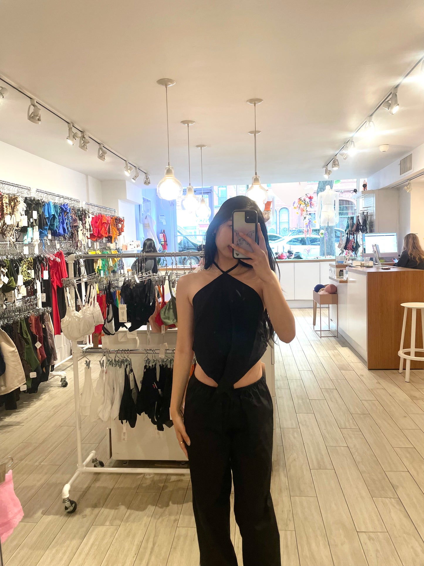 Hakea: Harper Organic Cotton Halter Top - Black