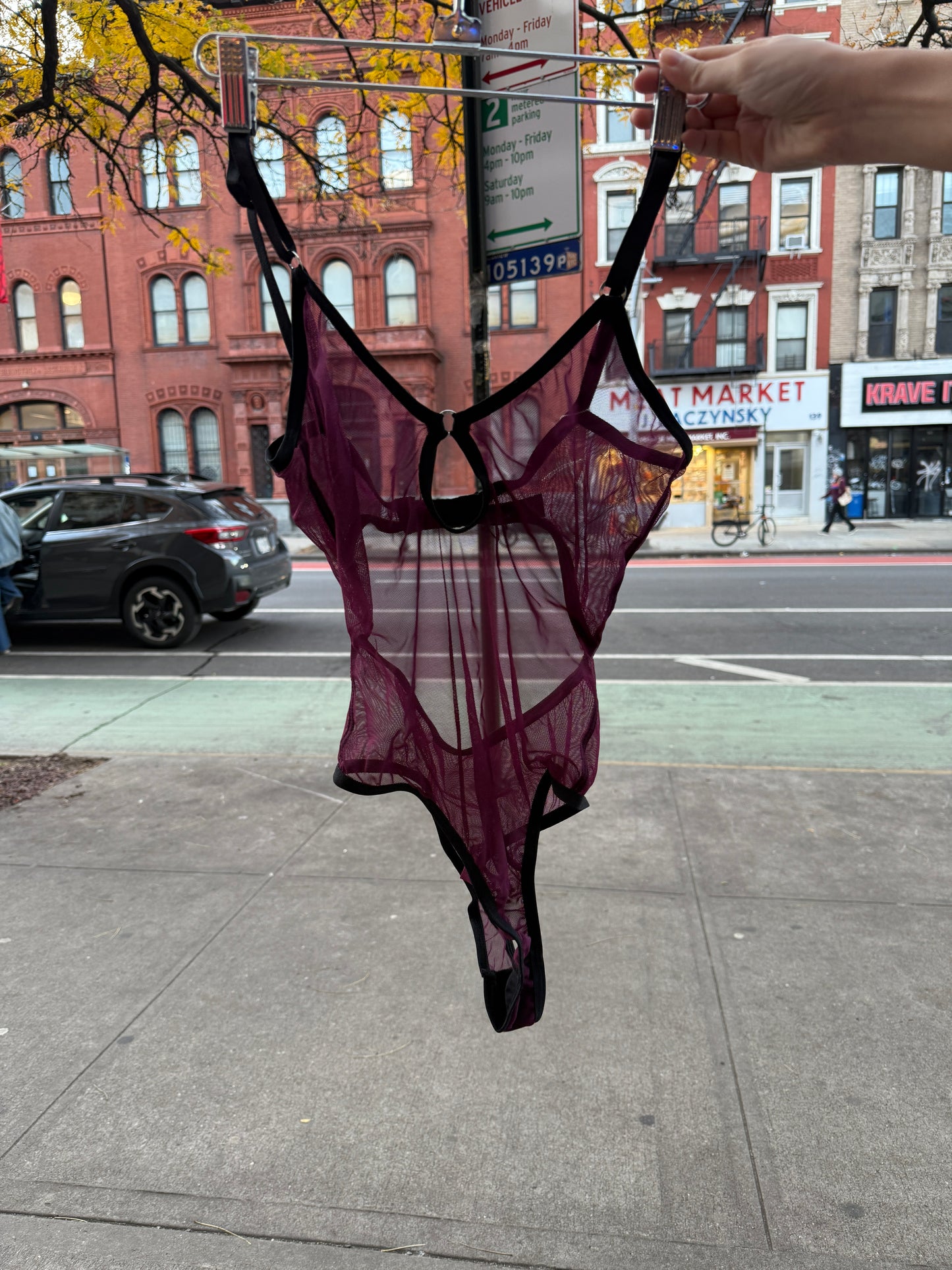 Bully Boy: Monique Mesh Keyhole Bodysuit - Wine