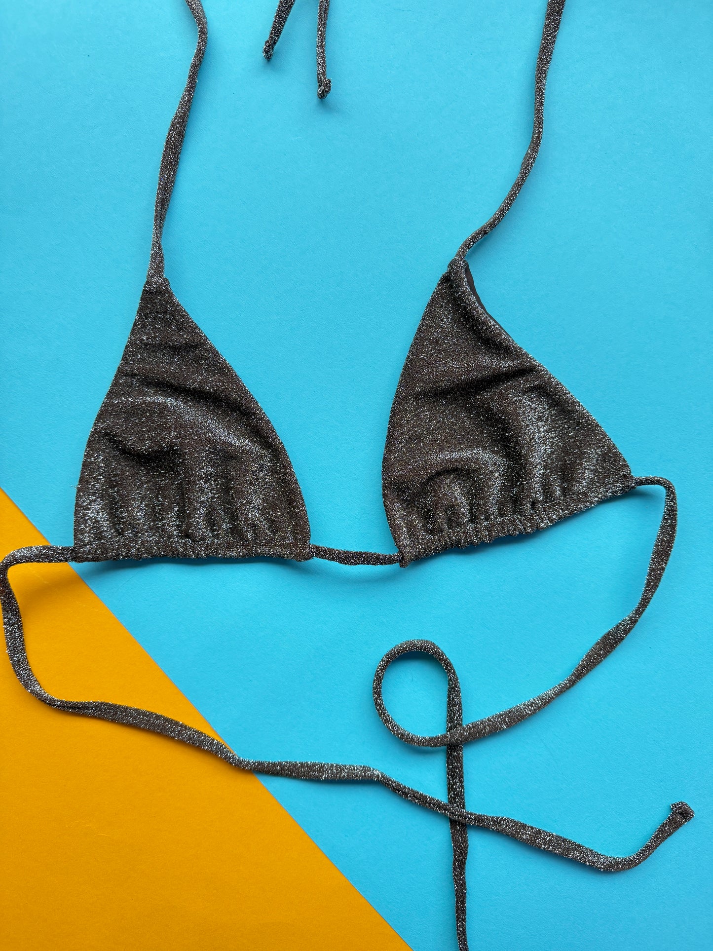 Mikoh: Ischia Minimal Triangle Bikini Top - Lurex Chocolate