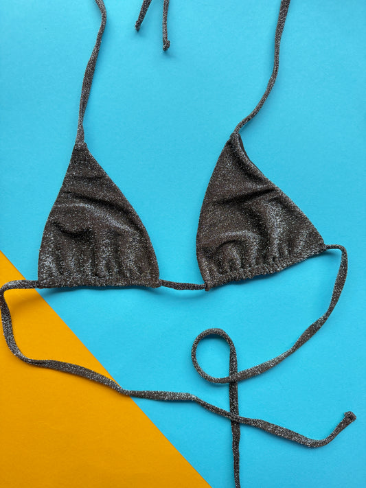 Mikoh: Ischia Minimal Triangle Bikini Top - Lurex Chocolate