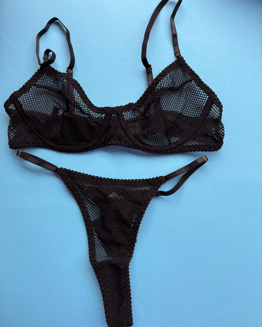 KissKill: Tatiana Adjustable Fishnet Thong - Black