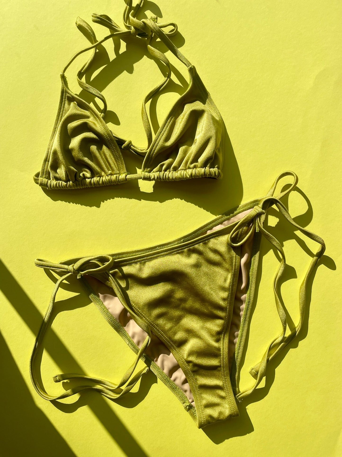 Nu Swim: Drip Tie Bikini Top - Sulphur