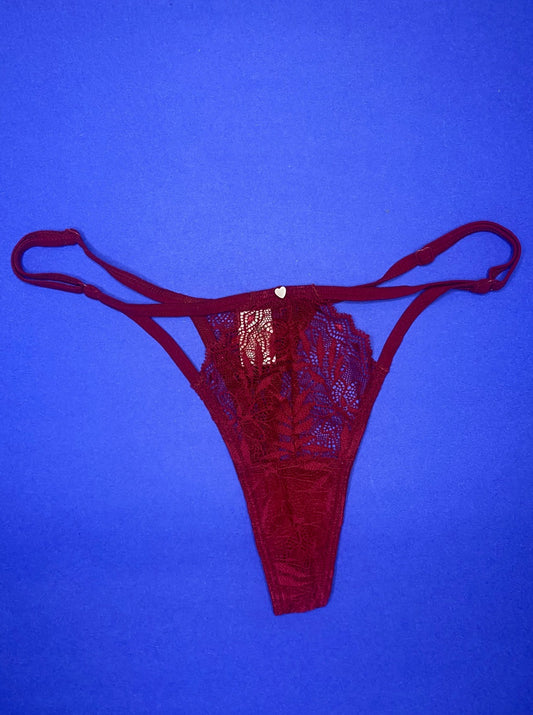 Clo: Selva Lace Adjustable Thong - Rumba Red