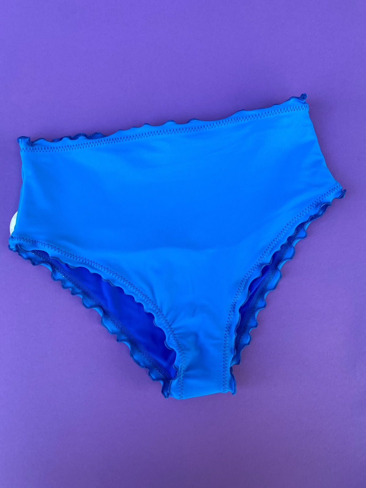 Sherris: Ruffle High-Waisted Bikini Bottom - Electric Blue