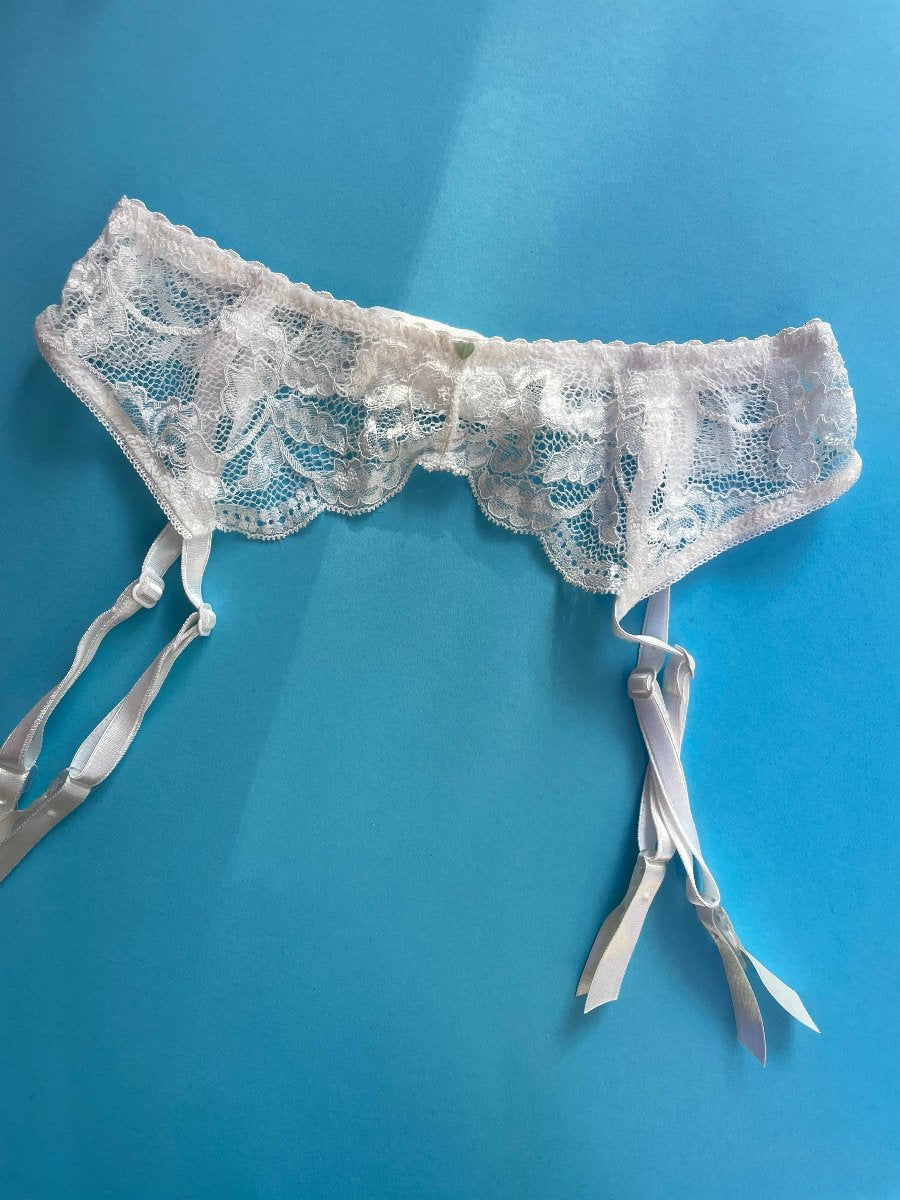 Clo: Fortuna Lace Garter Belt - White Azaleas Clo: Fortuna Lace Garter Belt - White Azaleas