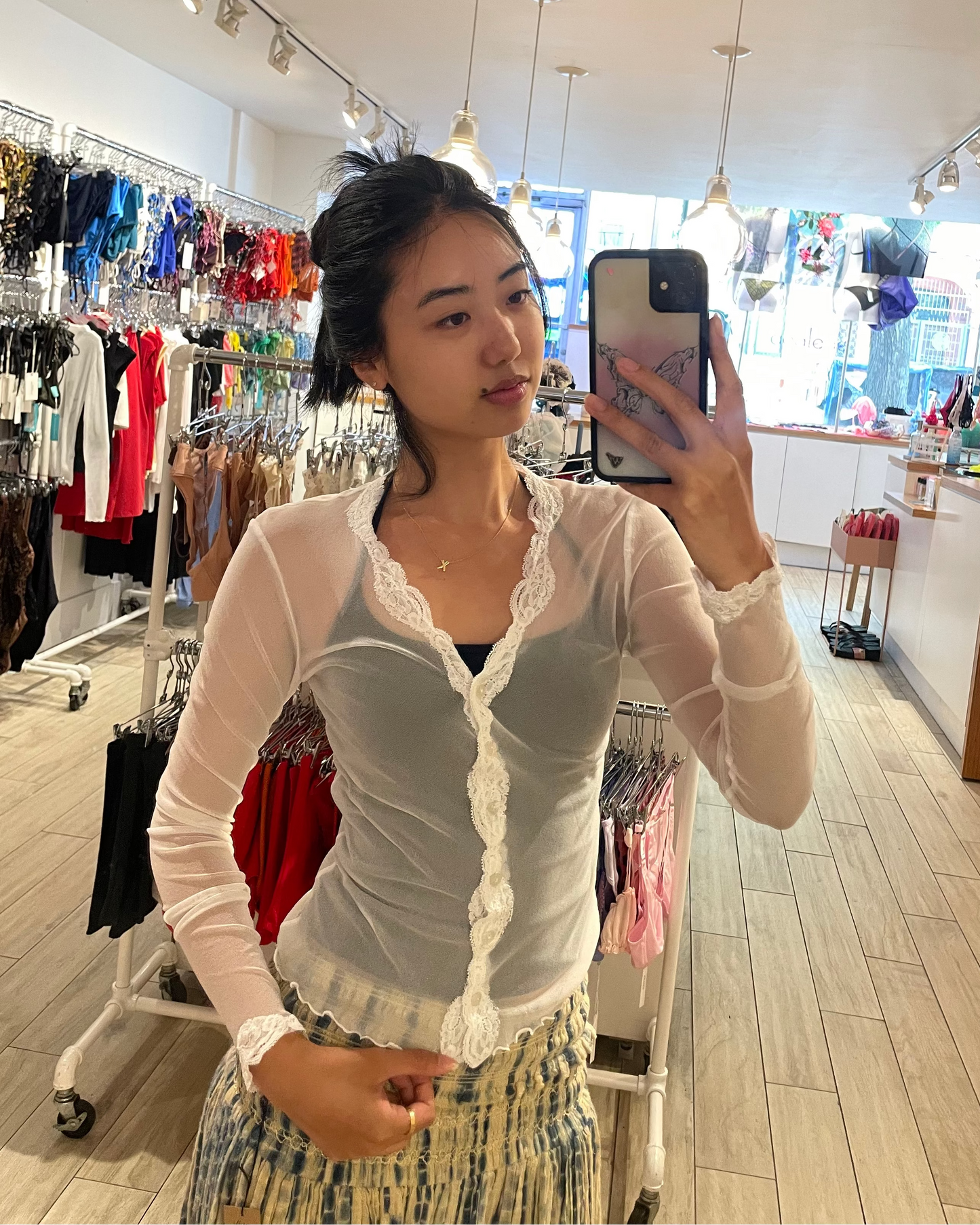 Only Hearts: Tulle with Lace Cardigan - White