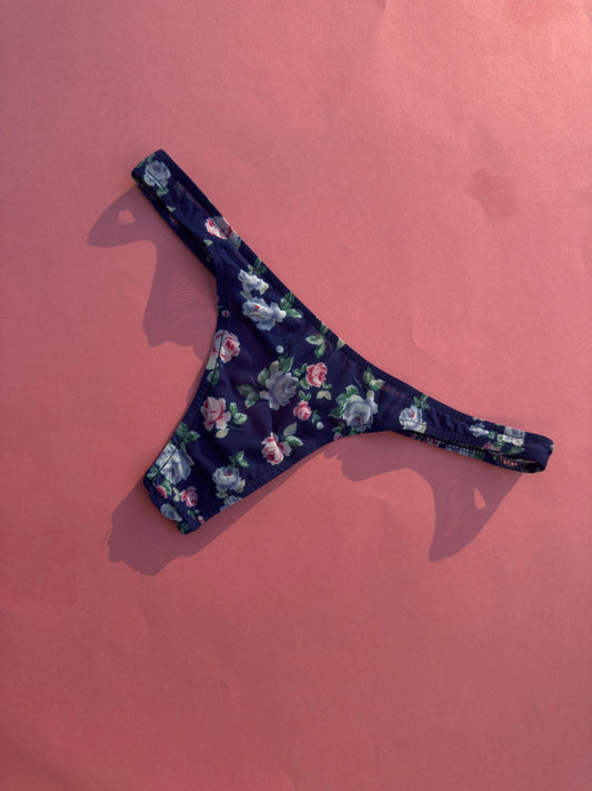 Only Hearts: In Bloom Vintage Mesh Thong - Blu Rose