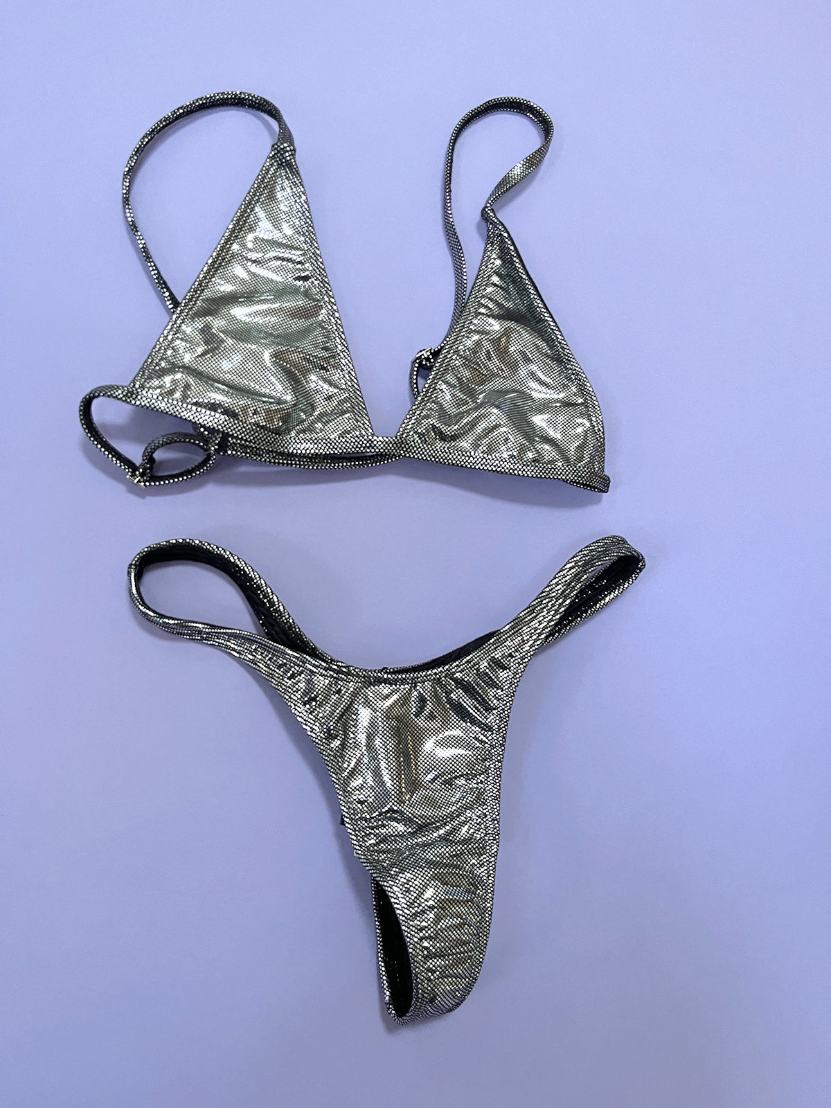 Minimale Animale: Nolita Thong Bikini Bottom - Silver Chrome
