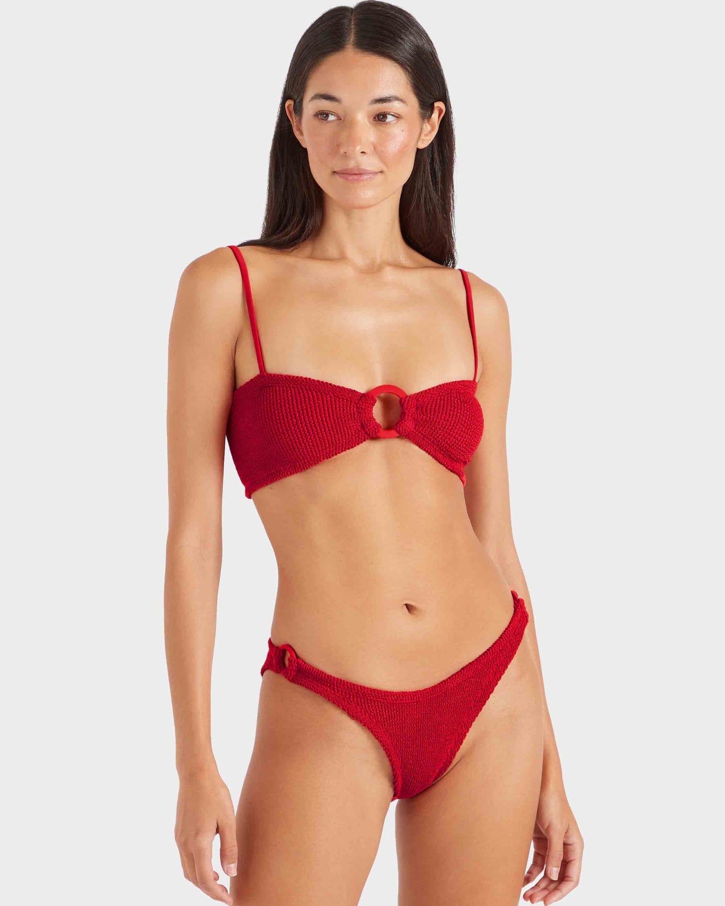 Hunza G: Misty Fabric Covered Hoops Bikini Set - Red