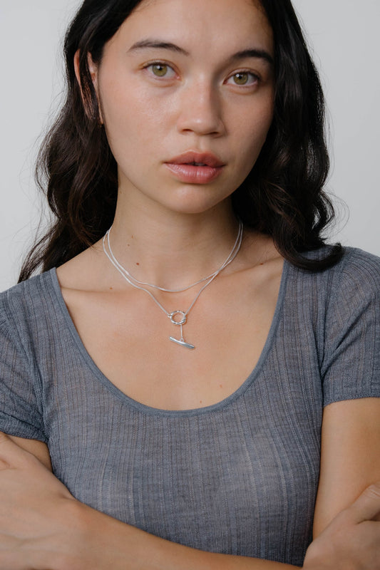 Kara Yoo: Lara Lariat Necklace - Silver