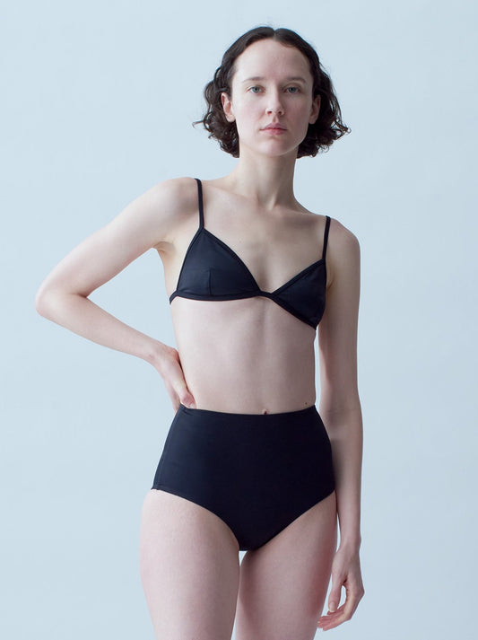 Nu Swim: Yes Fixed Triangle Bikini Top - Black