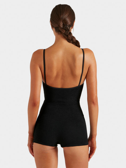 Hunza G: Pamela Scoop Swim Romper - Black