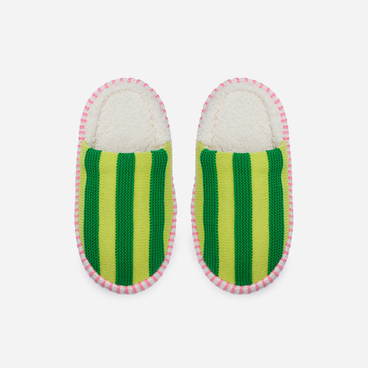 Verloop: Super Stripe Slide Slippers - Lime Green