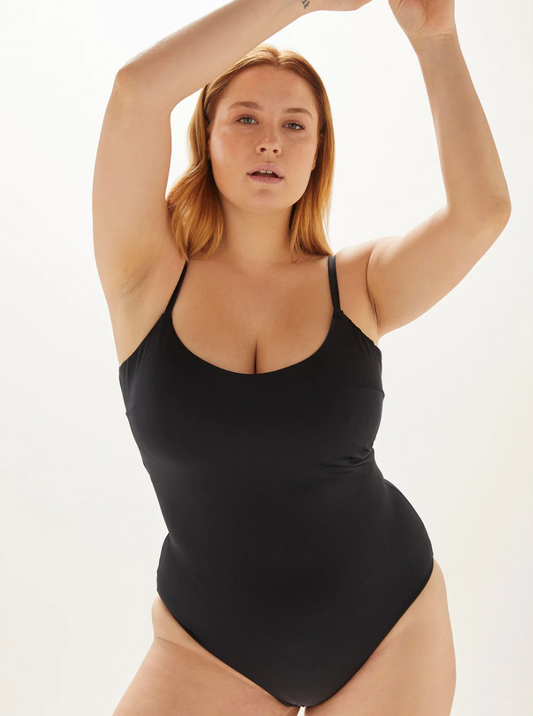 Form and Fold: The One Scoop Neck One Piece - Black