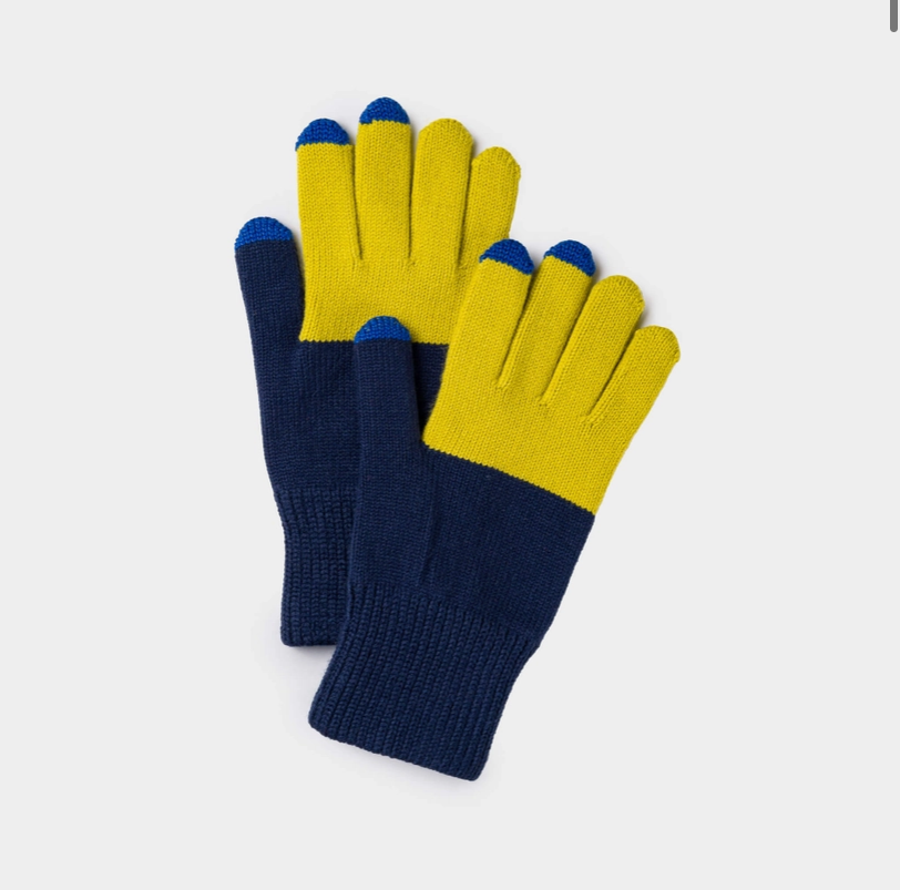 Verloop: Colorblock Touchscreen Gloves - Golden Olive Navy