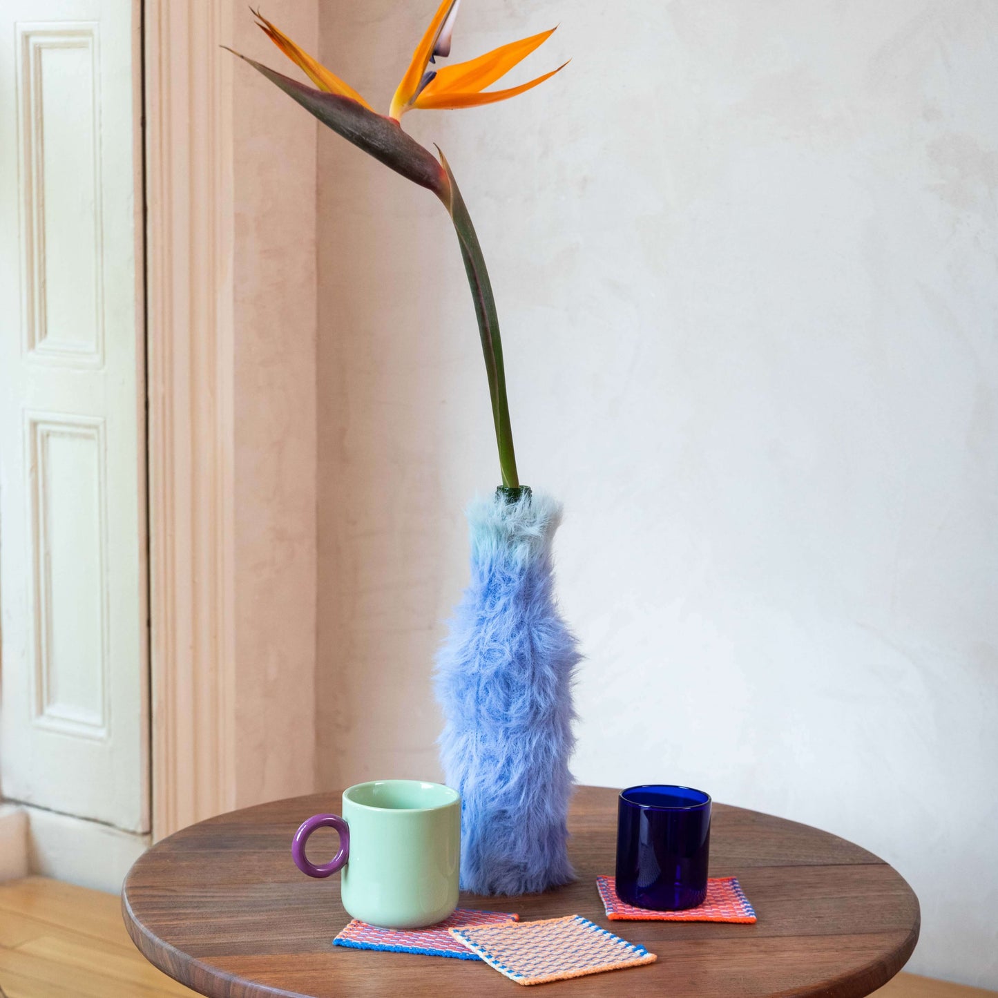 Verloop: Faux Fur Bottle Sleeve - Golden Olive