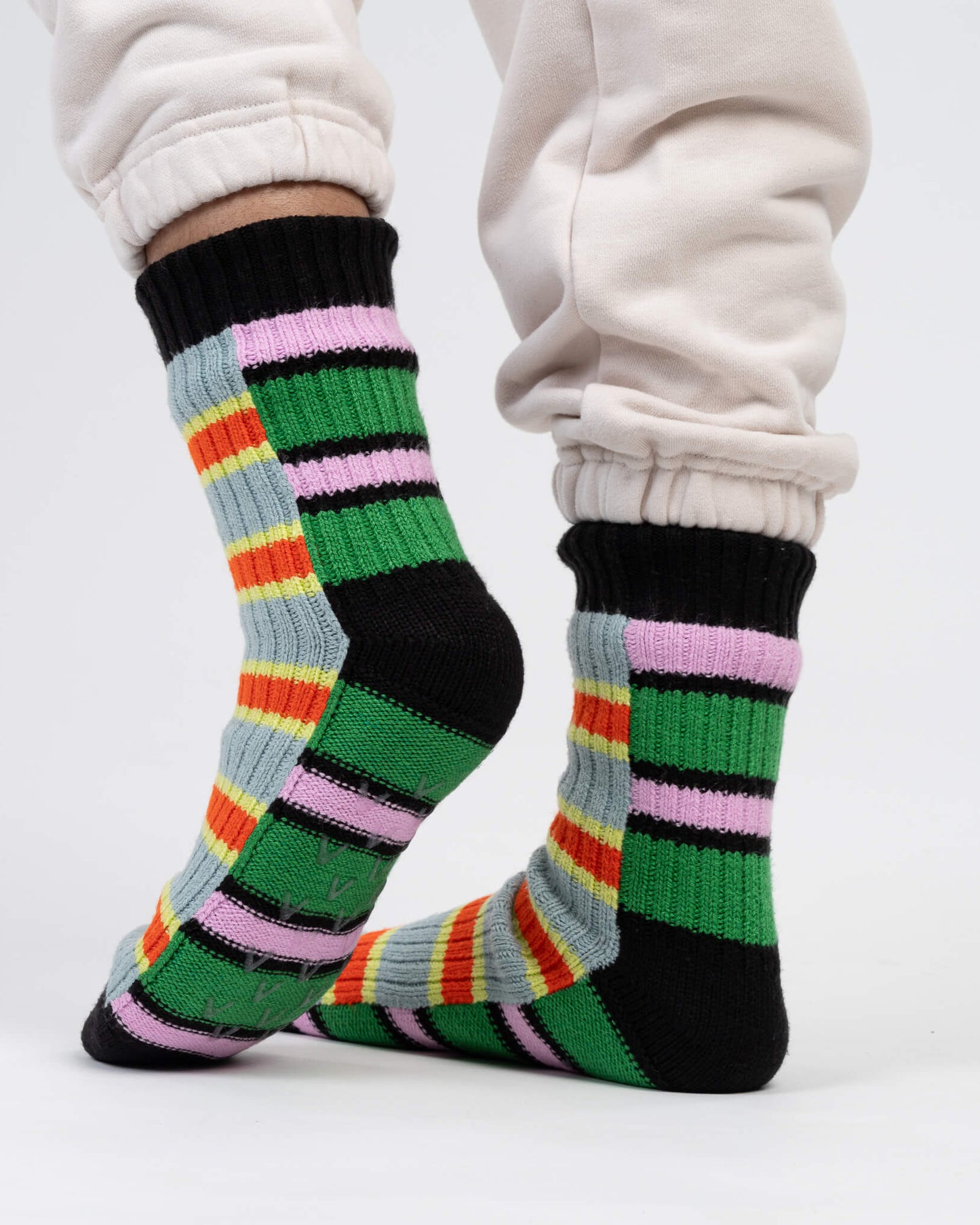 Verloop: Zipper Stripe House Socks - Poppy Stone Blue