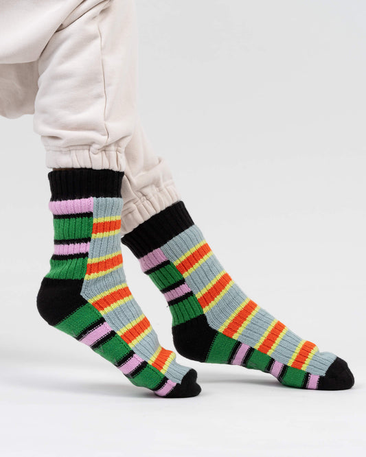 Verloop: Zipper Stripe House Socks - Poppy Stone Blue