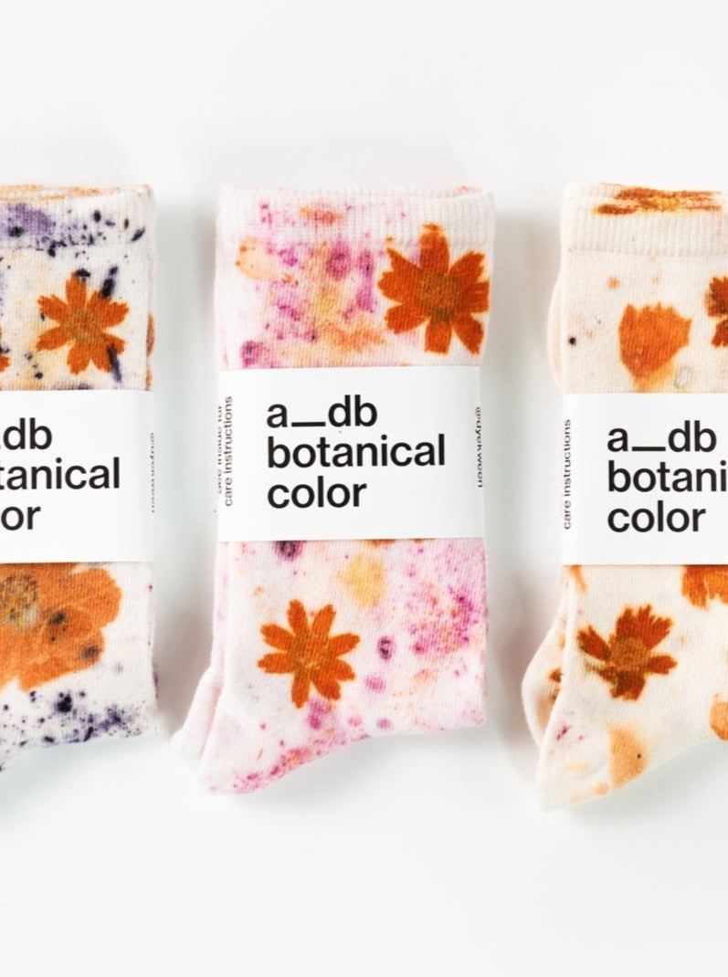 a_db botanical color: Flower Power Cotton Crew Socks - Pink Floral