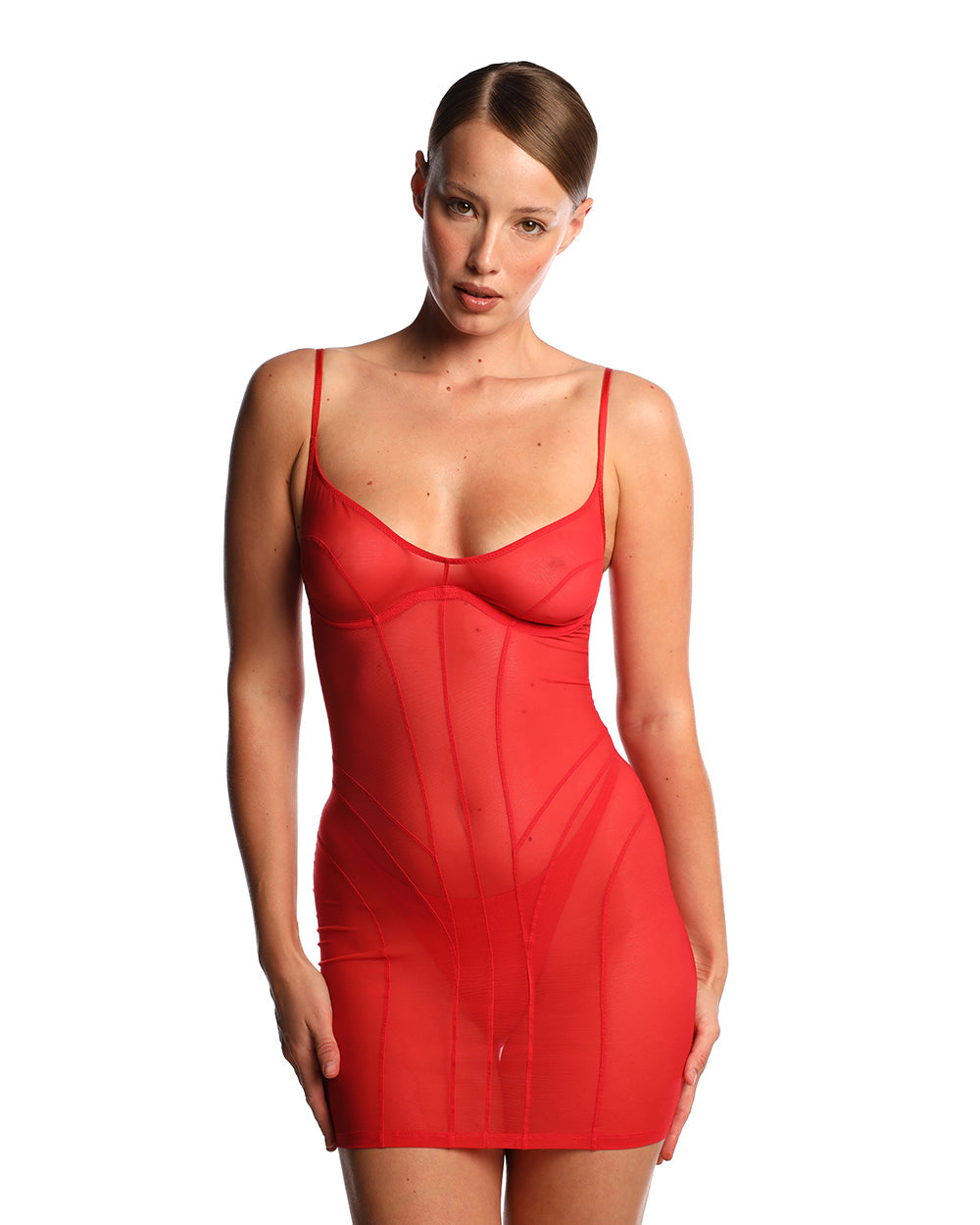 Anoeses: Mae Underwire Mesh Dress - Red