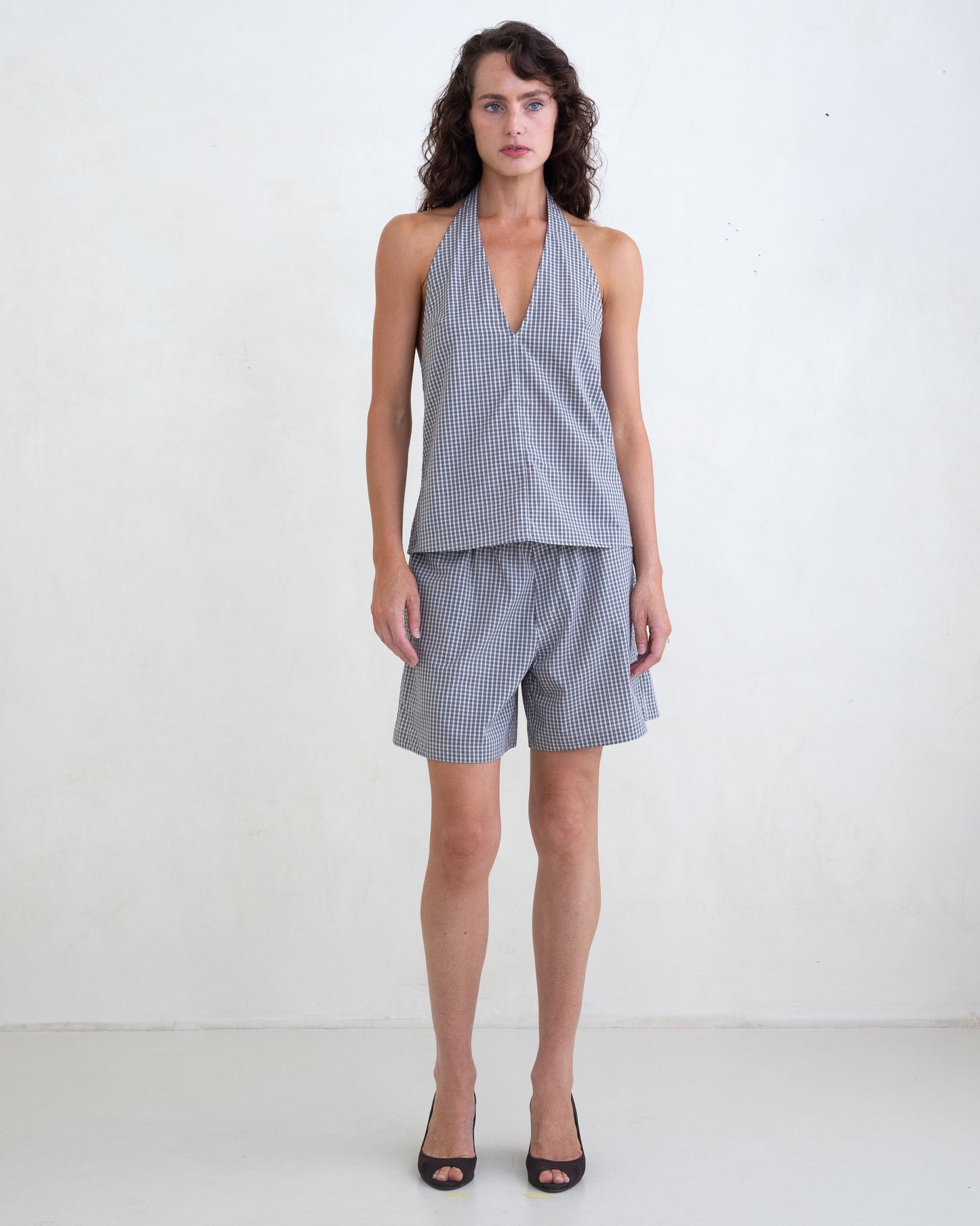 Belle Anna: Cotton Boxer Short - Black Plaid