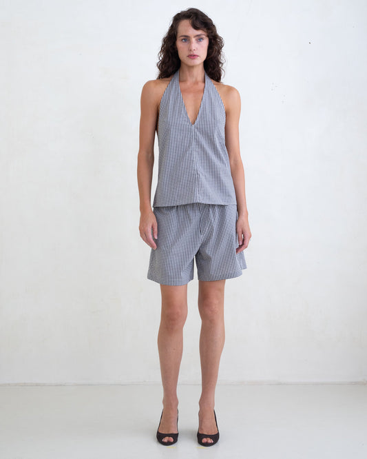 Belle Anna: Cotton Boxer Short - Black Plaid