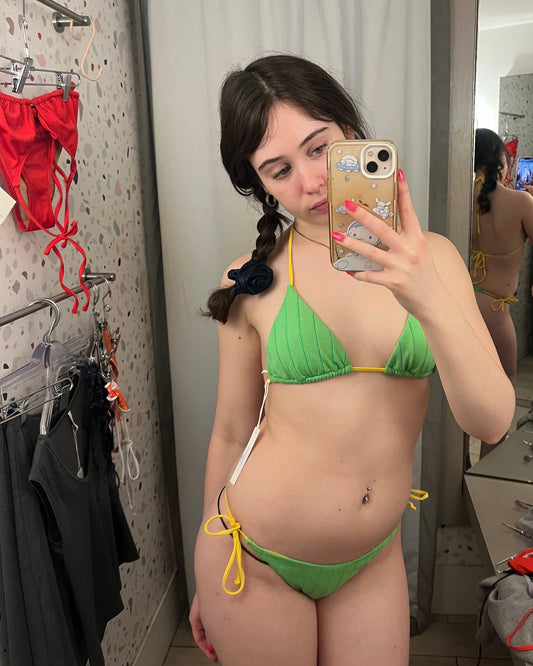 Caro Luna: Regina Ribbed Bikini Bottom - Green