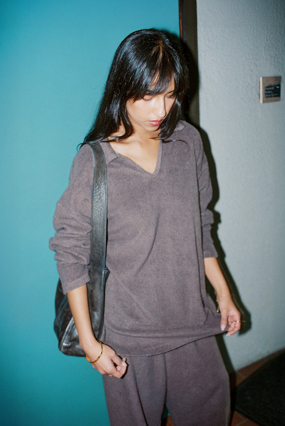 Gil Rodriguez: Sherpa Huge Long Sleeve Top - Deep Taupe