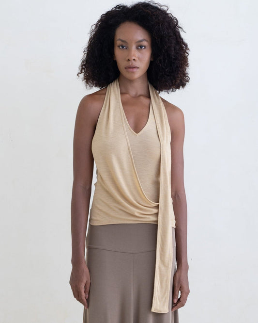 Belle Anna: Duo Scarved Top - Yellow