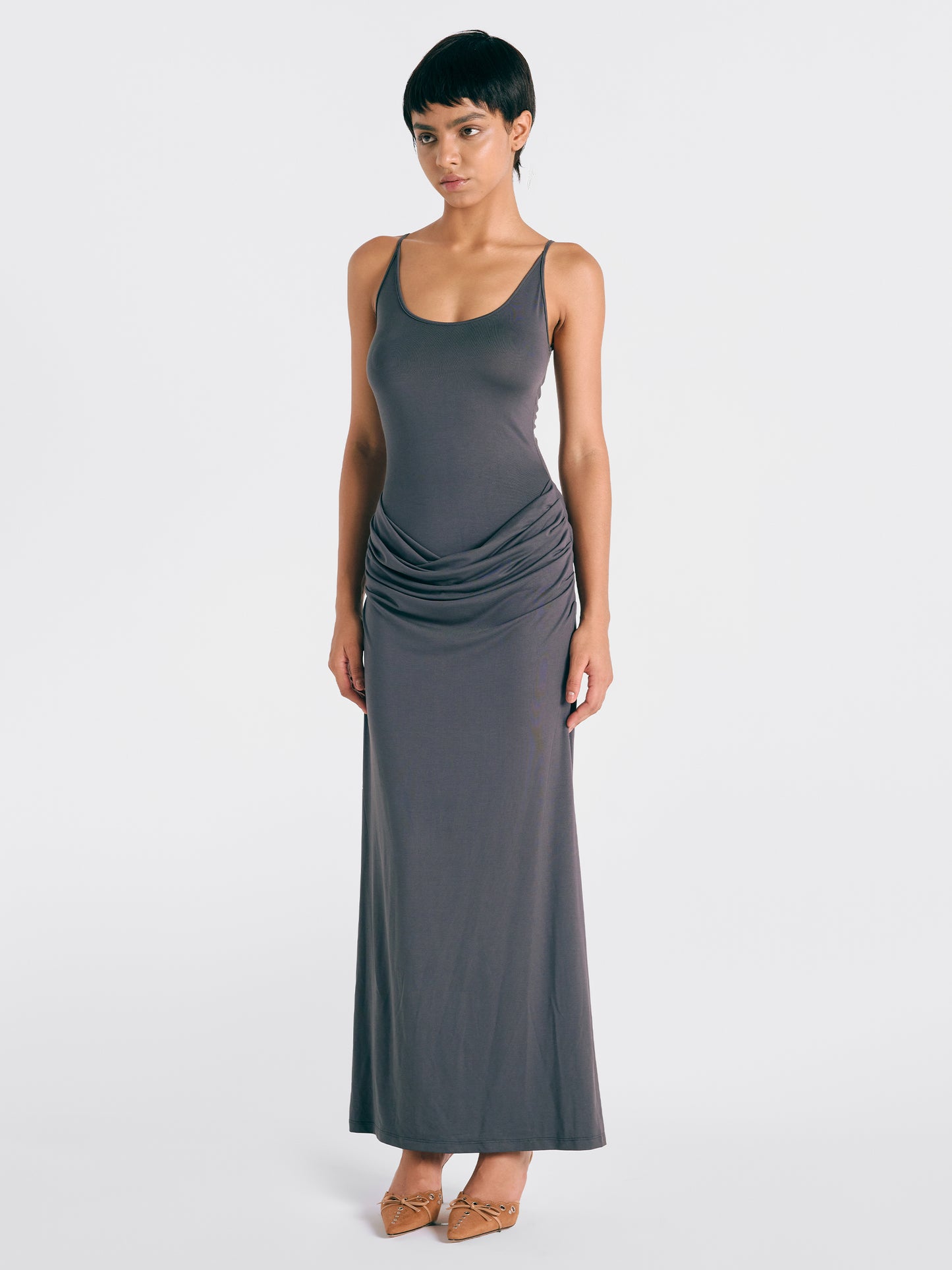 Woodrose Deli: Full Moon Maxi Dress - Charcoal