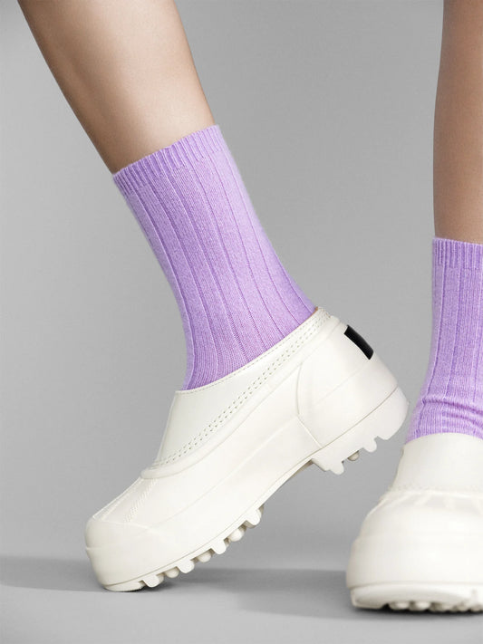 Hansel From Basel: Italia Cashmere Cozy Rib Crew Sock - Lilac