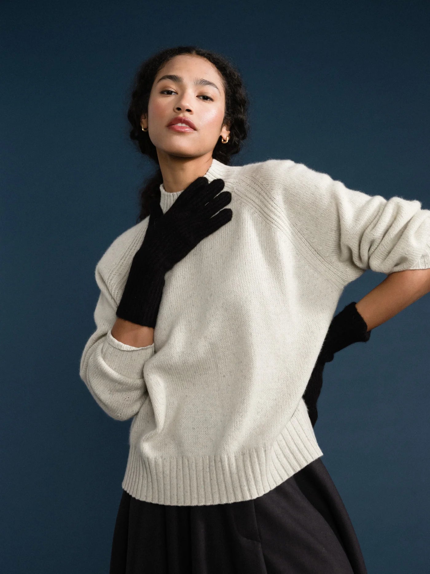 Hansel From Basel: Cashmere Ribbed Gloves - Black