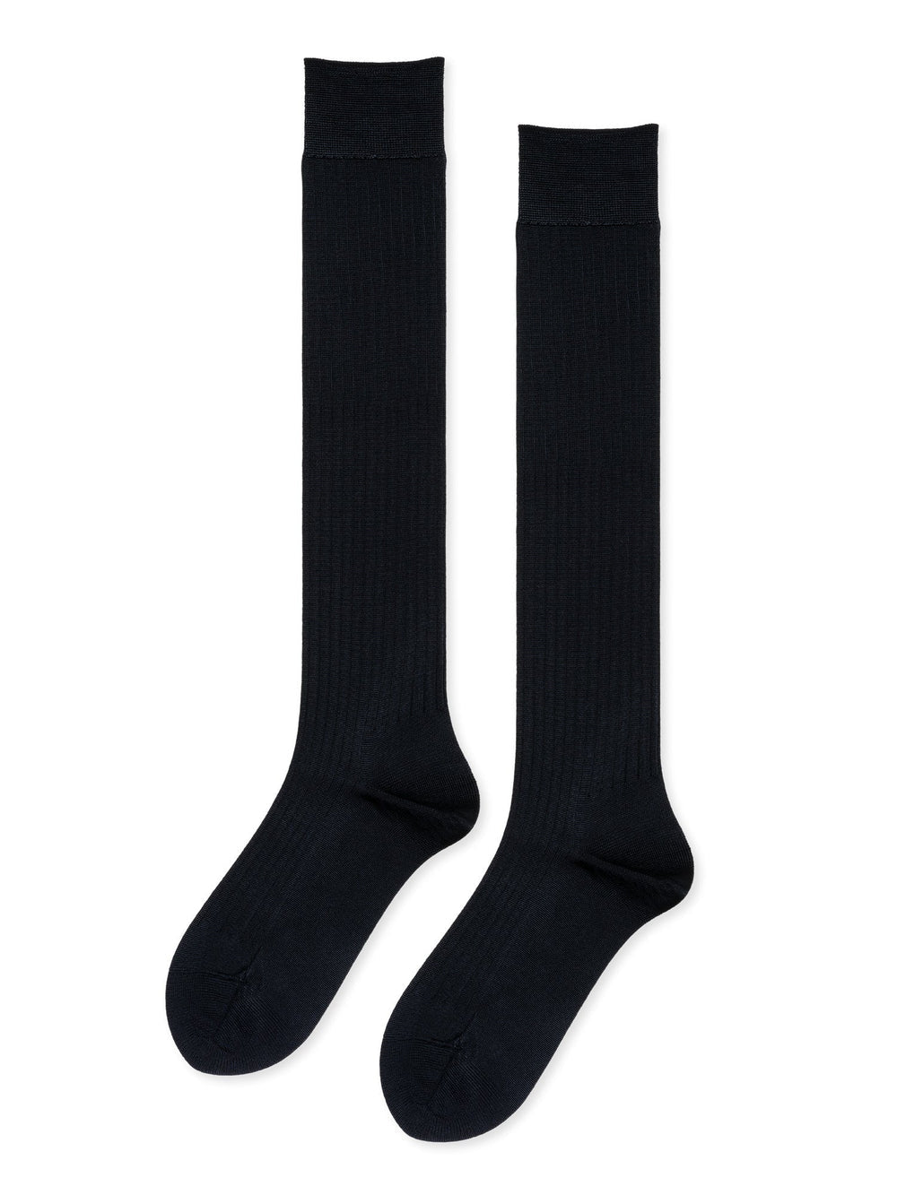 Hansel From Basel: Bemberg Rib Knee Hi Sock - Black