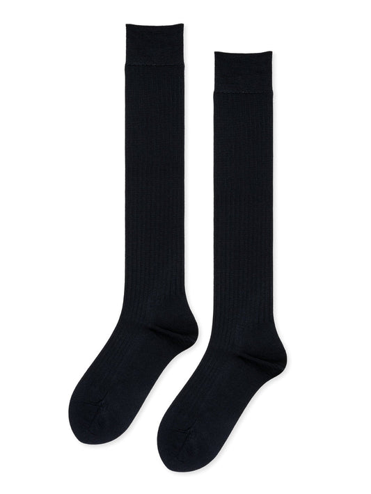 Hansel From Basel: Bemberg Rib Knee Hi Sock - Black