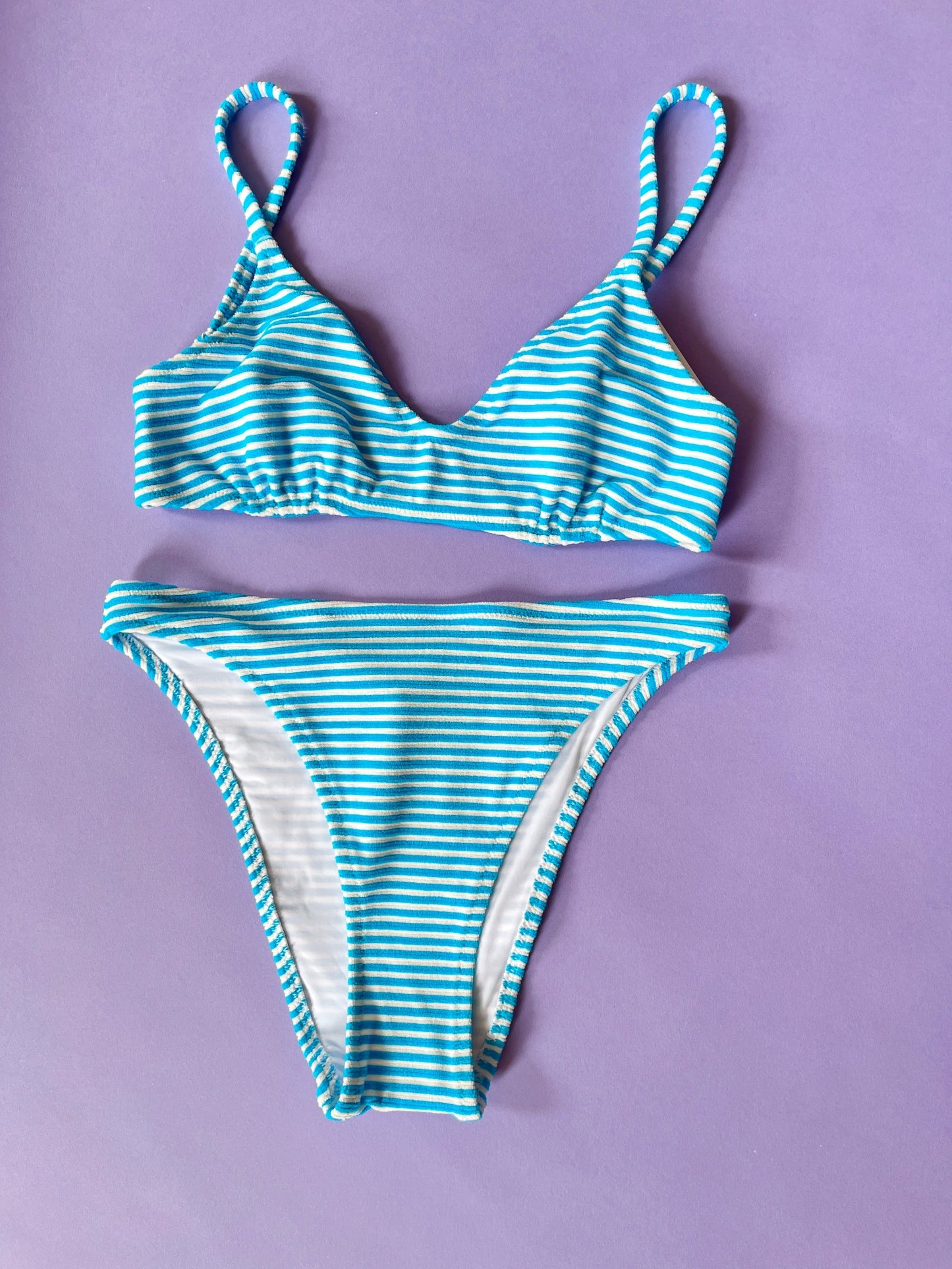 Solid & Striped: Tati Bikini Bottom - Blue Terry Striped