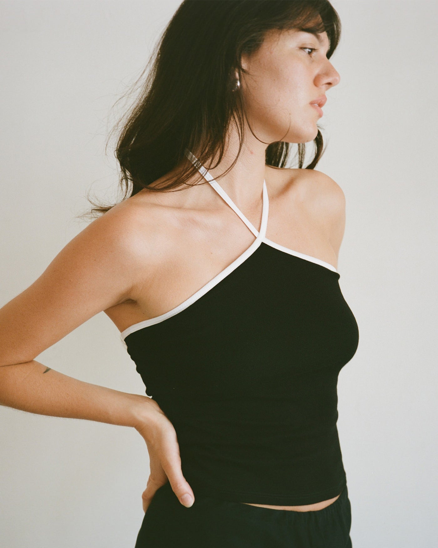 Gil Rodriguez: Julia Contrast Halter Top - Black