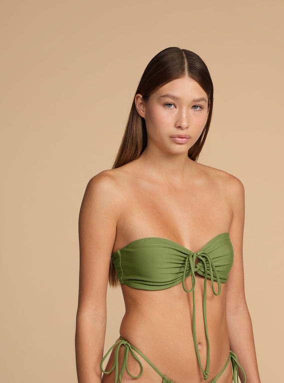 Mikoh: Malua Gathered Halter Bikini Top - Green