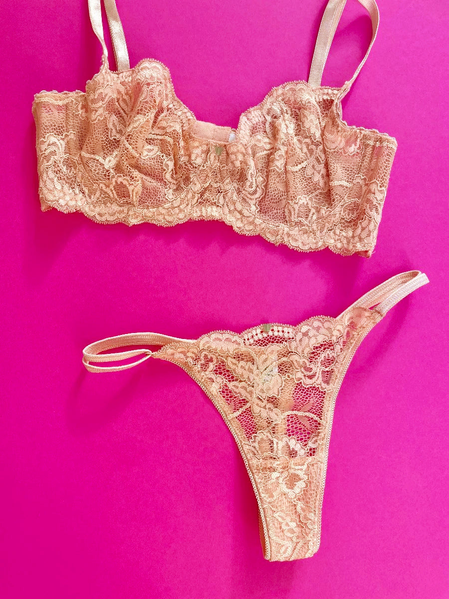 Adjustable Length String Clo: Fortuna Lace Adjustable String Thong - Maple Sugar – Azaleas