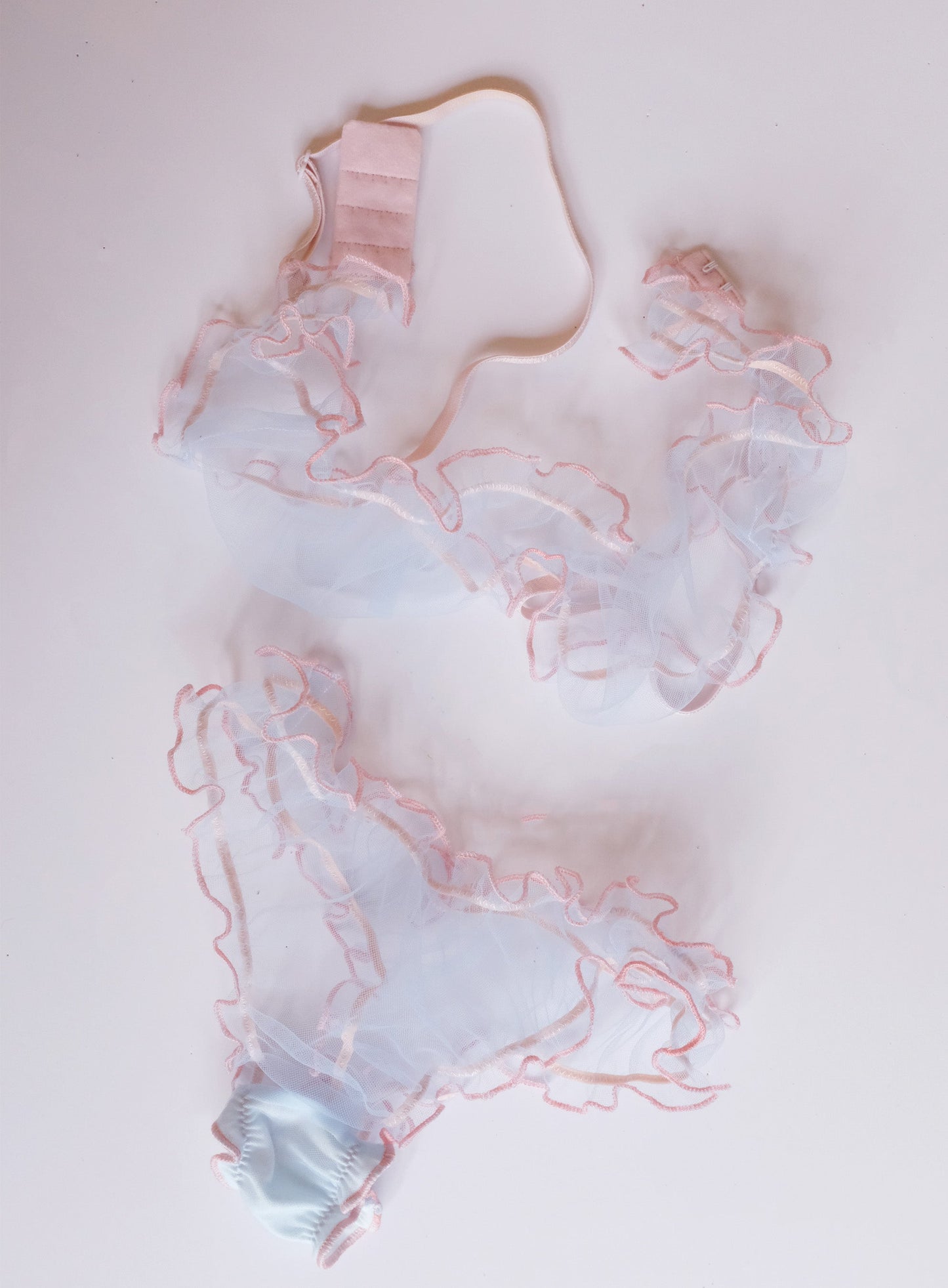 Miss Crofton: She's A Peach Mesh Tanga - Baby Blue