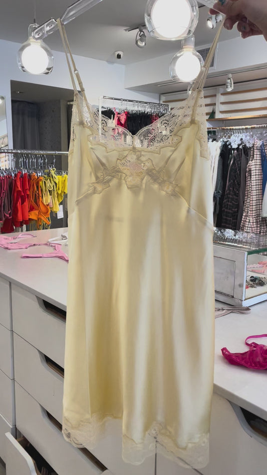 Only Hearts: Silk Charmeuse Mini Slip - Buttercup