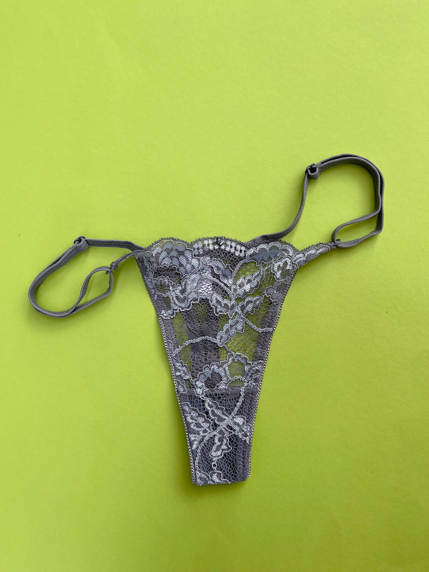 Clo: Fortuna Lace Adjustable String Thong - Silver Blue