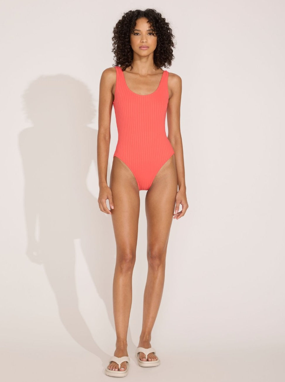 Solid & Striped: Annemarie One Piece - Hot Coral Ribbed