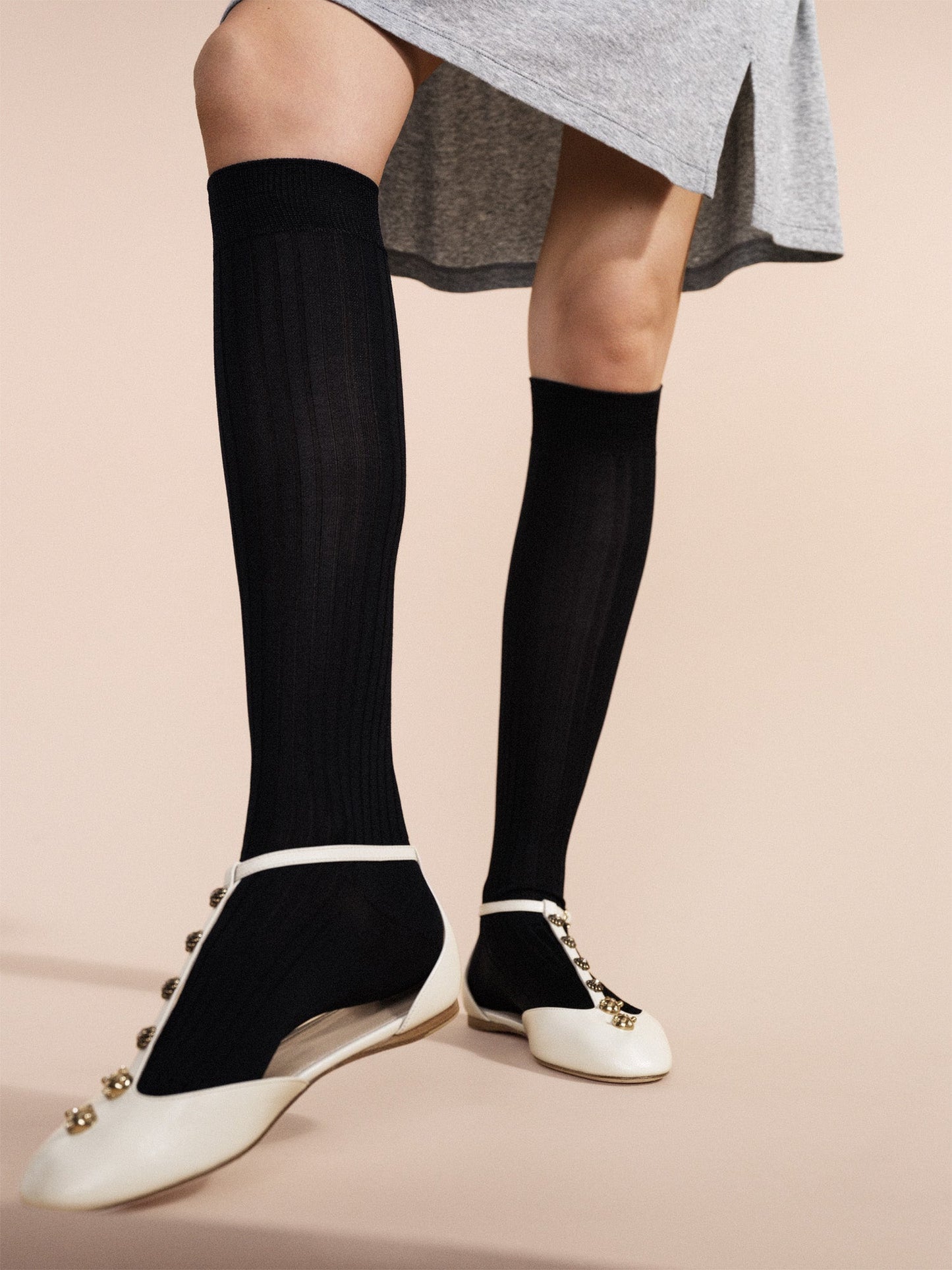Hansel From Basel: Bemberg Rib Knee Hi Sock - Black