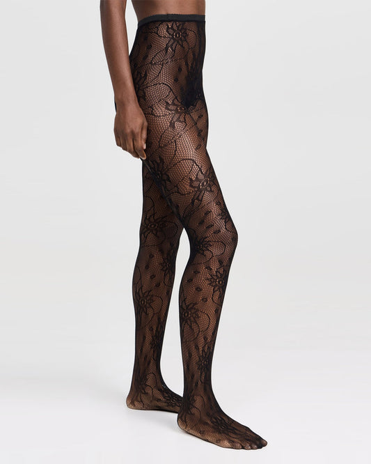 Stems: Wild Flower Lace Tights - Black