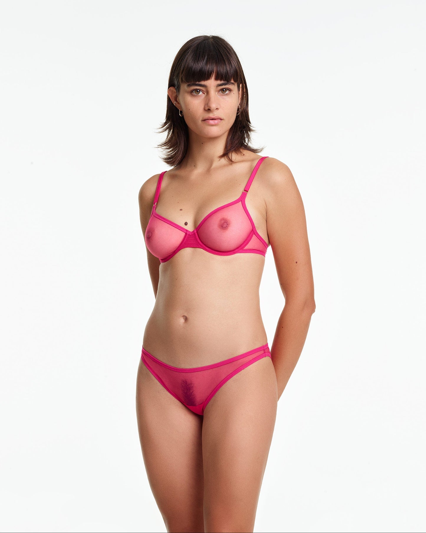Yasmine Eslami: Jeanne Mesh Underwire Bra - Indian Pink