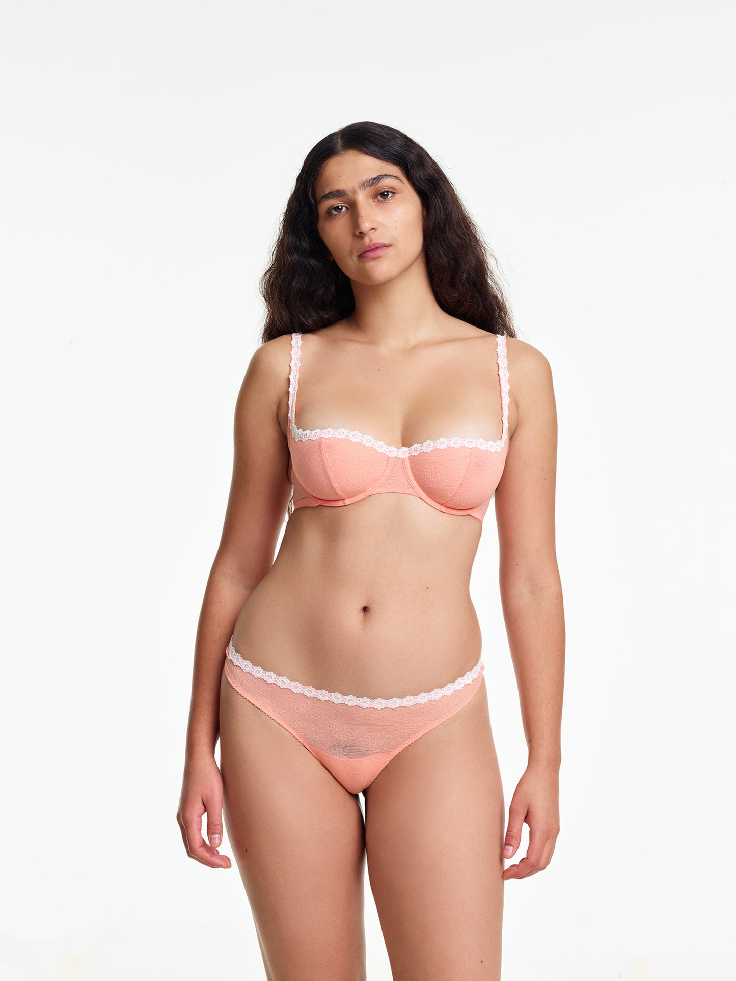 Yasmine Eslami: Tamara Flower Mesh Lace Thong - Orange Blossom